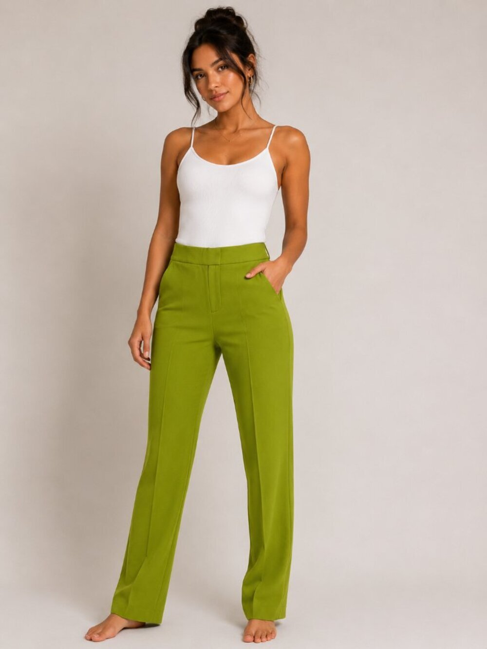 Kasper Womens Dress Pants Size 6 Lime Green Career Ankle Cropped Trousers